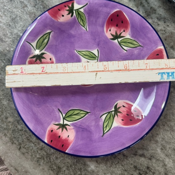 World Market one 8.25”  Plate- Thailand - purple with red strawberries - Picture 6 of 6